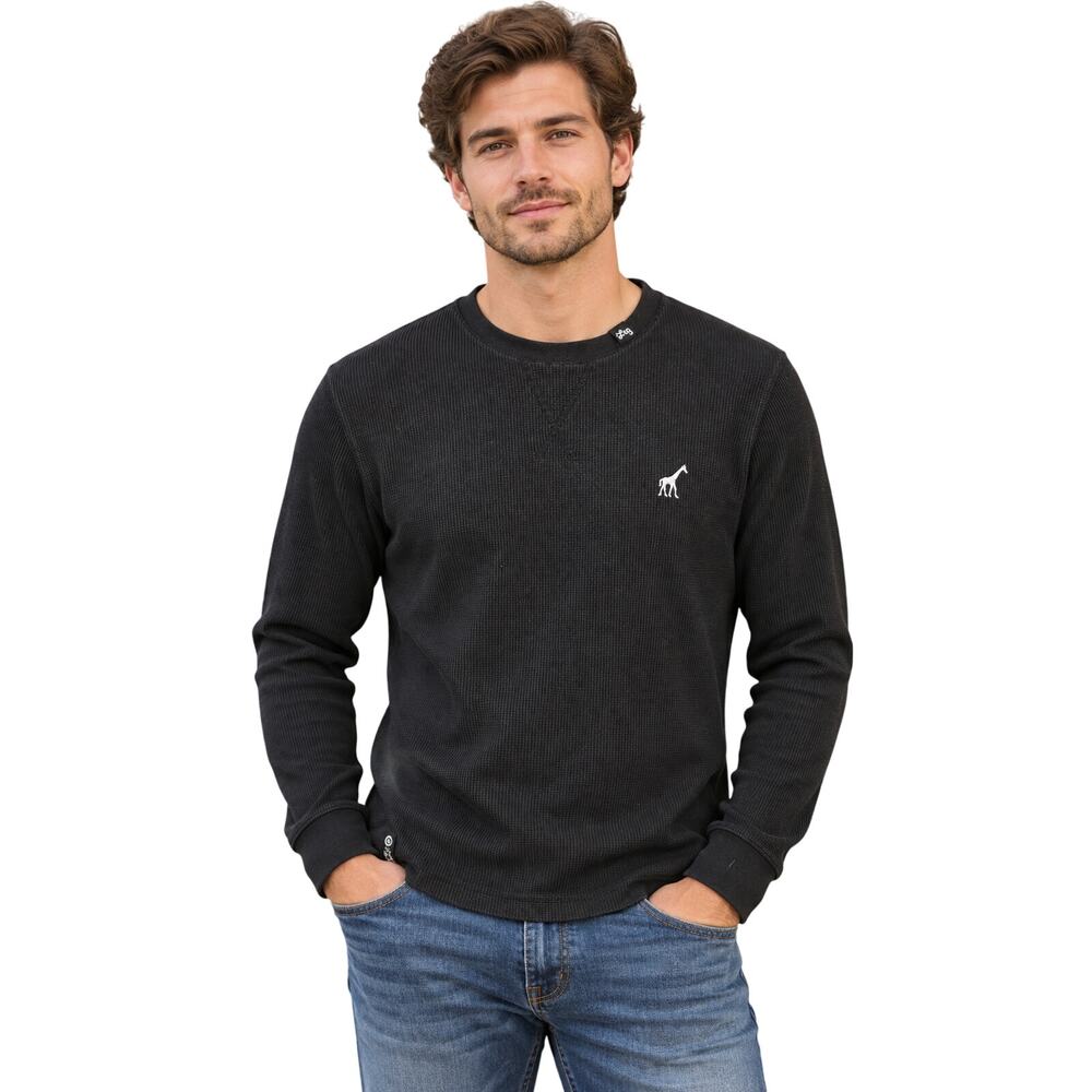 Lrg clothing thermal black waffle knit long sleeve grunge preppy sweater sz L